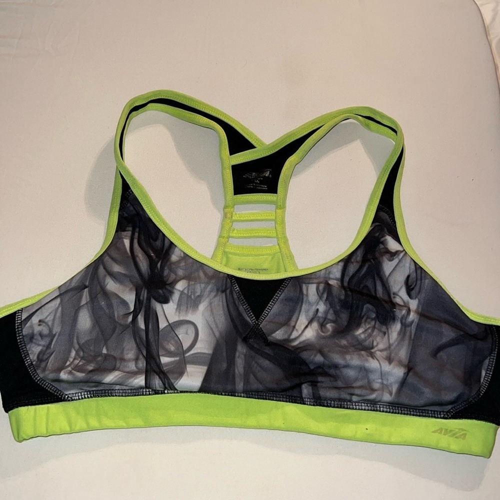 Avia Racerback Active Crop Pullover Sports Bra Lime Green Black Size XL